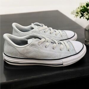 Converse All Star Girls Canvas CTAS RAVE Sparkle Sneakers Silver, Youth Size 2